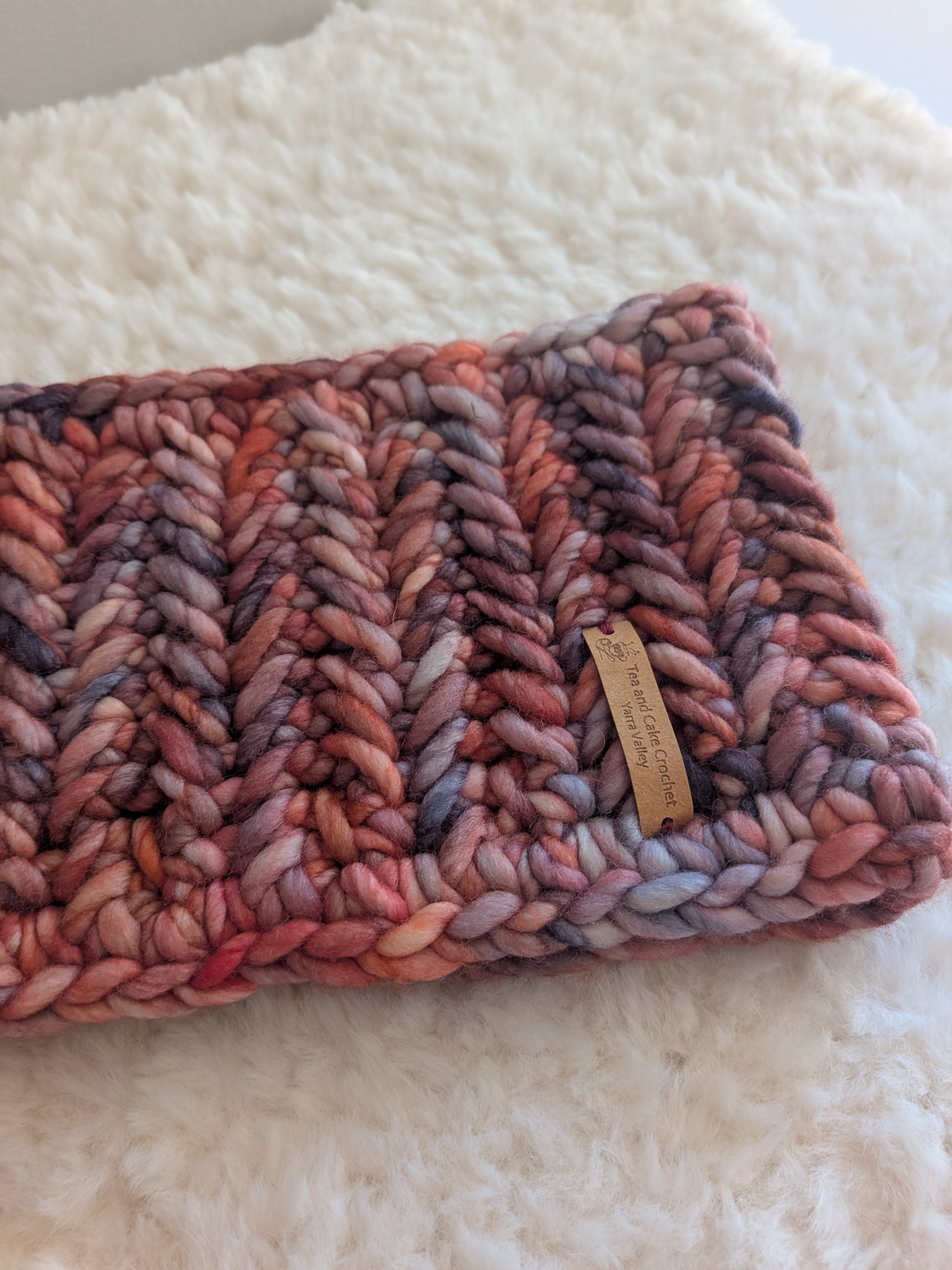 Cozy Merino Headband Ear Warmer Lilac and Rust Hues