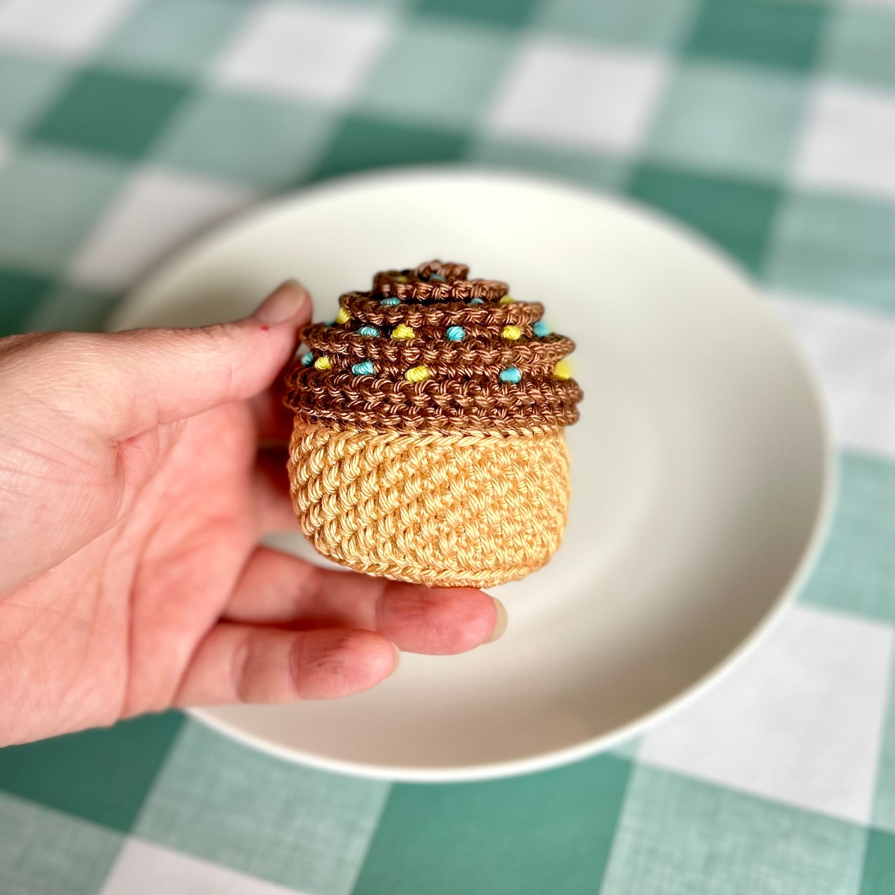 Crochet Café Play Food Set | Donut, Cupcake, Cookie, Cake & Croissant | Cotton | Tea Party Set