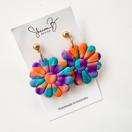 Earrings~Polymer Clay ~Dangles ~Colourful