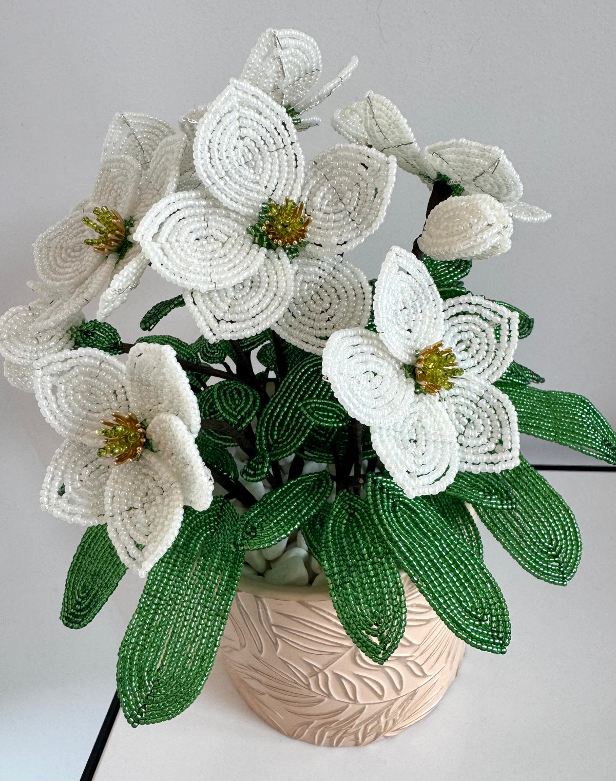 French-beaded Christmas Rose