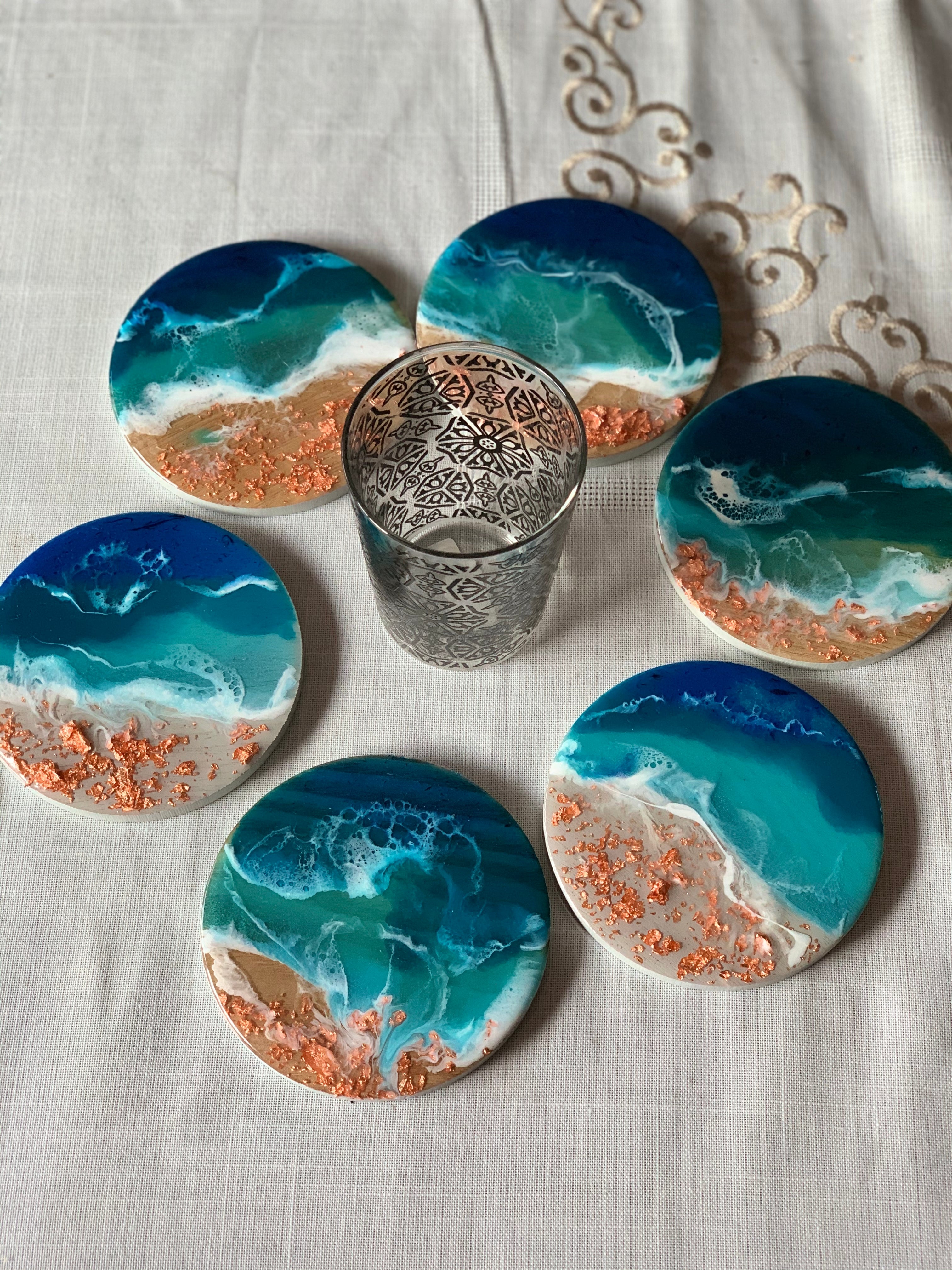 Coasters | coastal love | beach beauty | resin coasters | oceans | gift for her | gift ideas