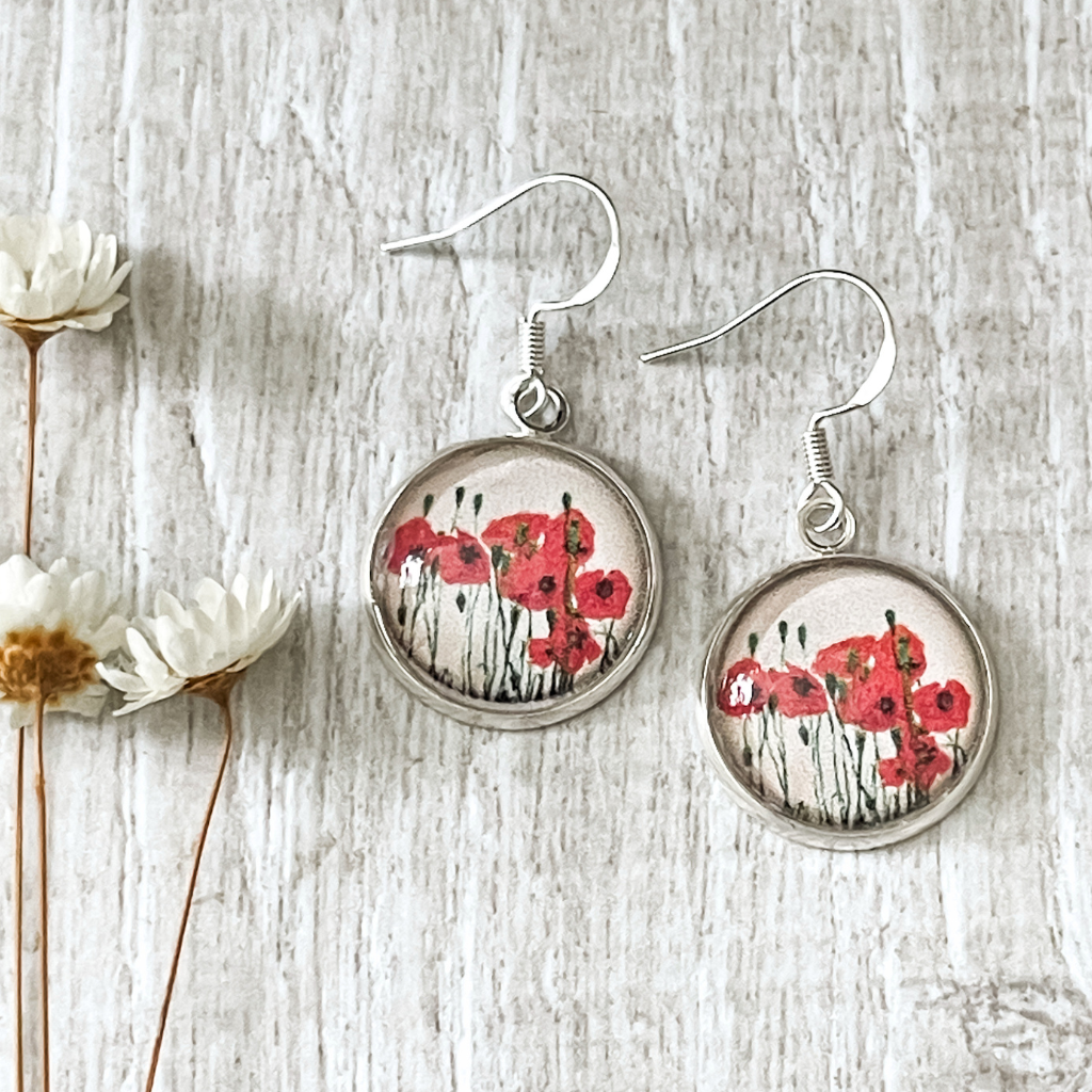 Field of Poppy Earrings • Available in Hooks, Studs or Clip On Earrings