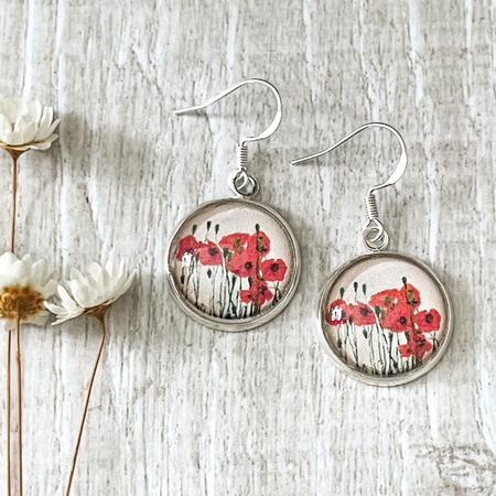 Field of Poppy Earrings • Available in Hooks, Studs or Clip On Earrings