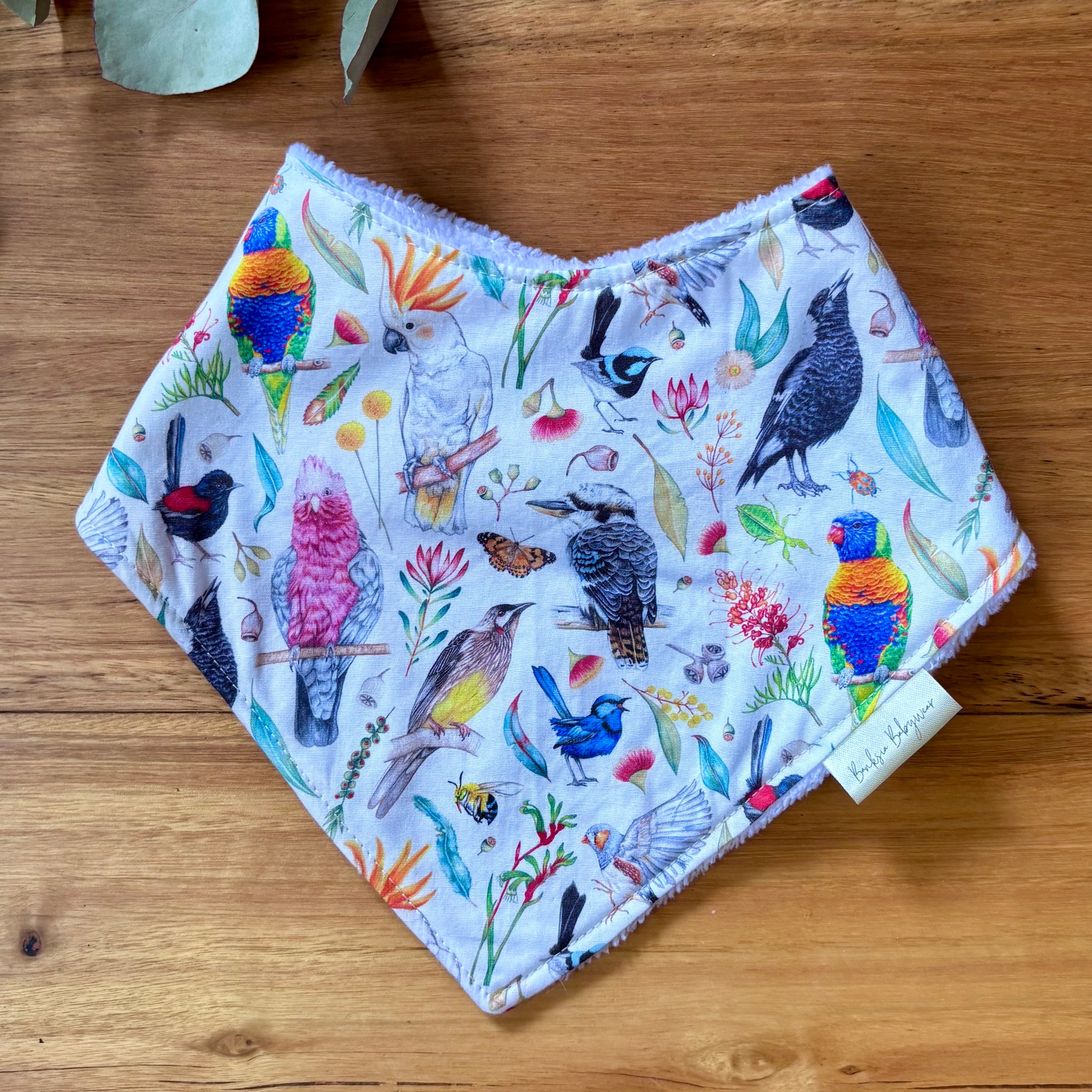 Baby Bib and Burp Cloth Set - Australian Birds