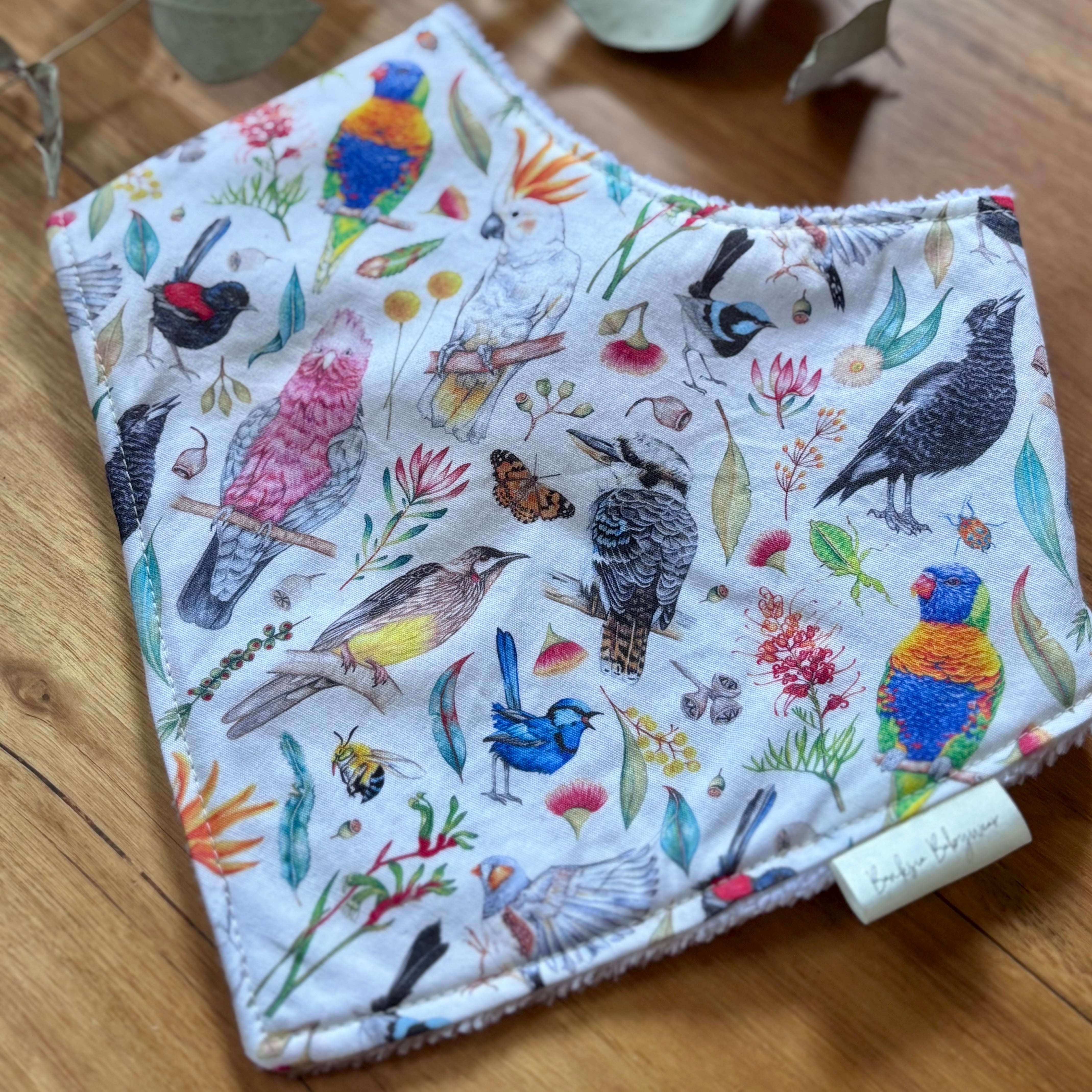 Baby Bib and Burp Cloth Set - Australian Birds