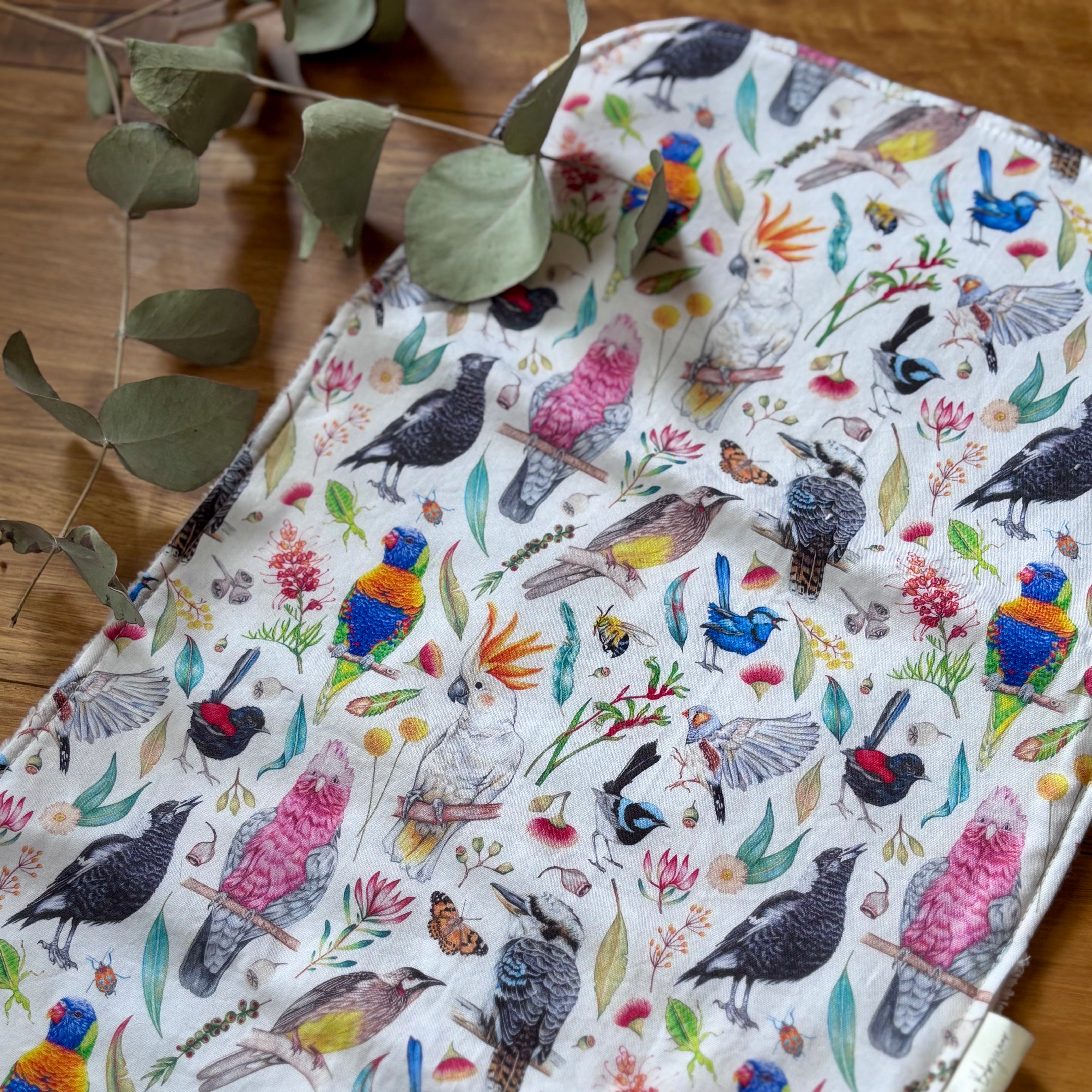 Baby Bib and Burp Cloth Set - Australian Birds