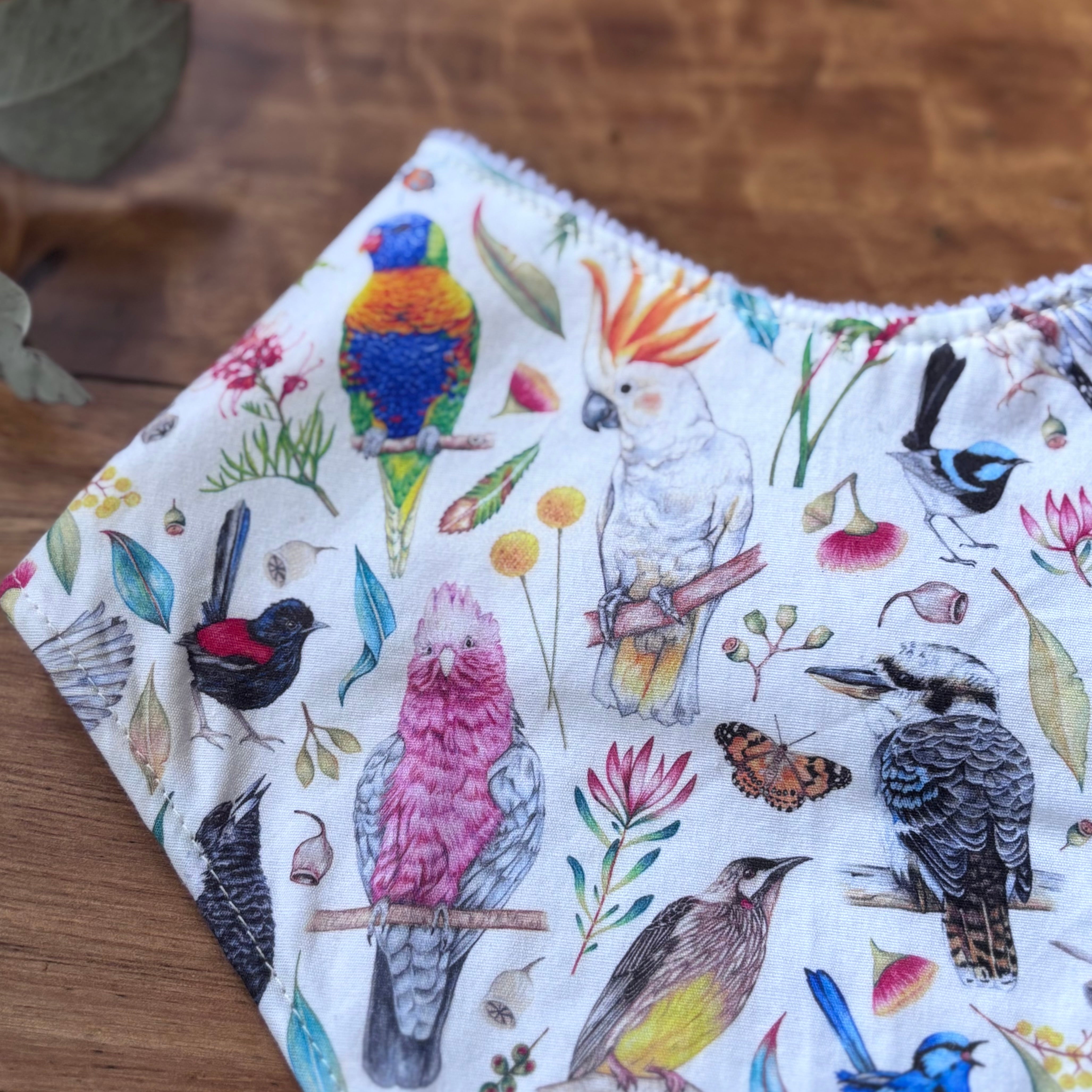 Baby Bib and Burp Cloth Set - Australian Birds