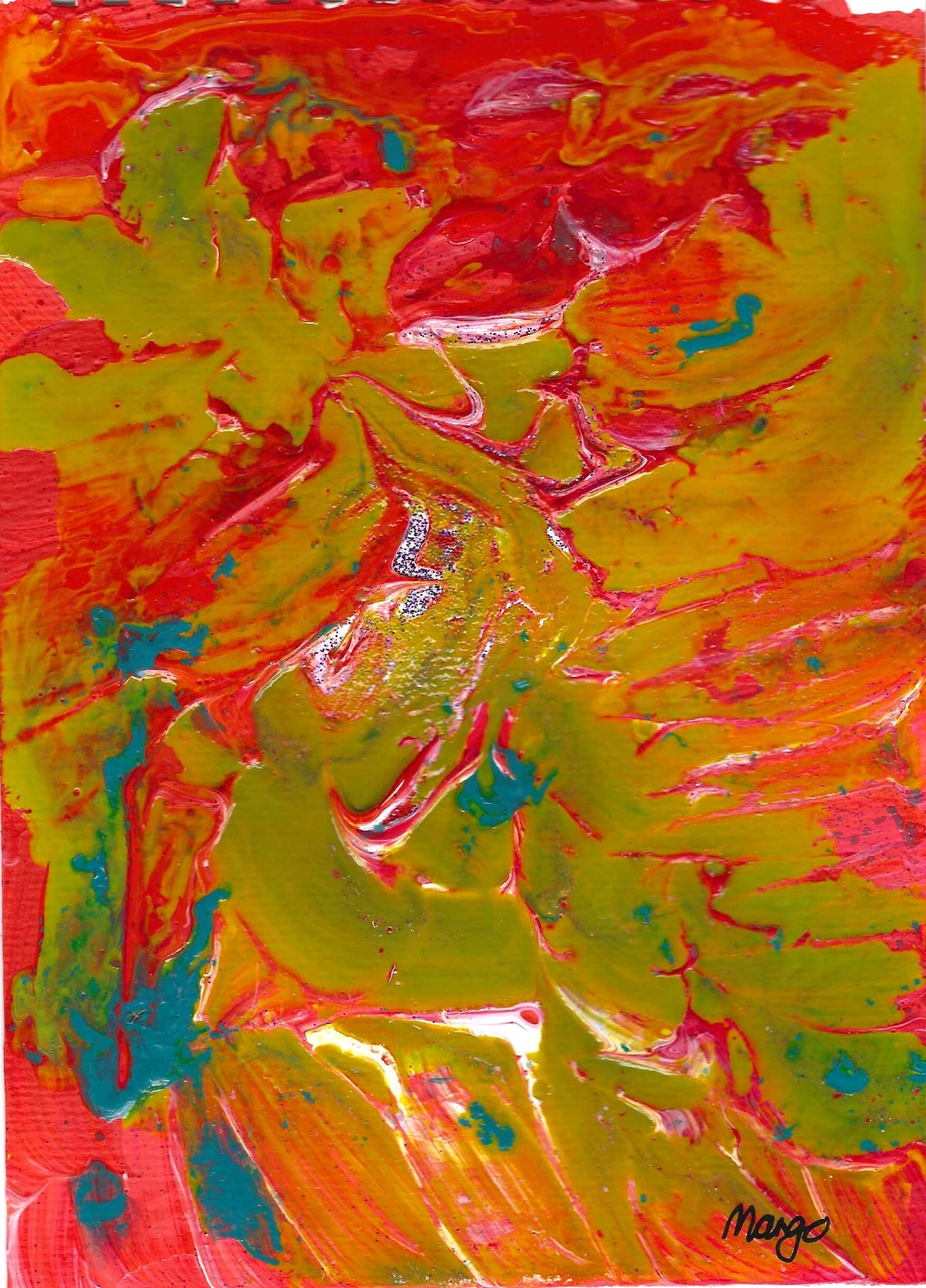 Pineapple Eclipse 2, A5 with white A4 frame picture mount, original painting
