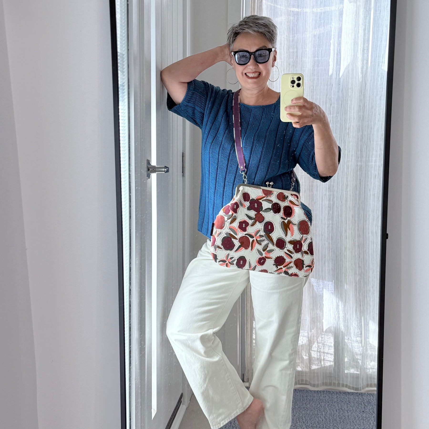 ‘Plum’ metal frame oversized purse