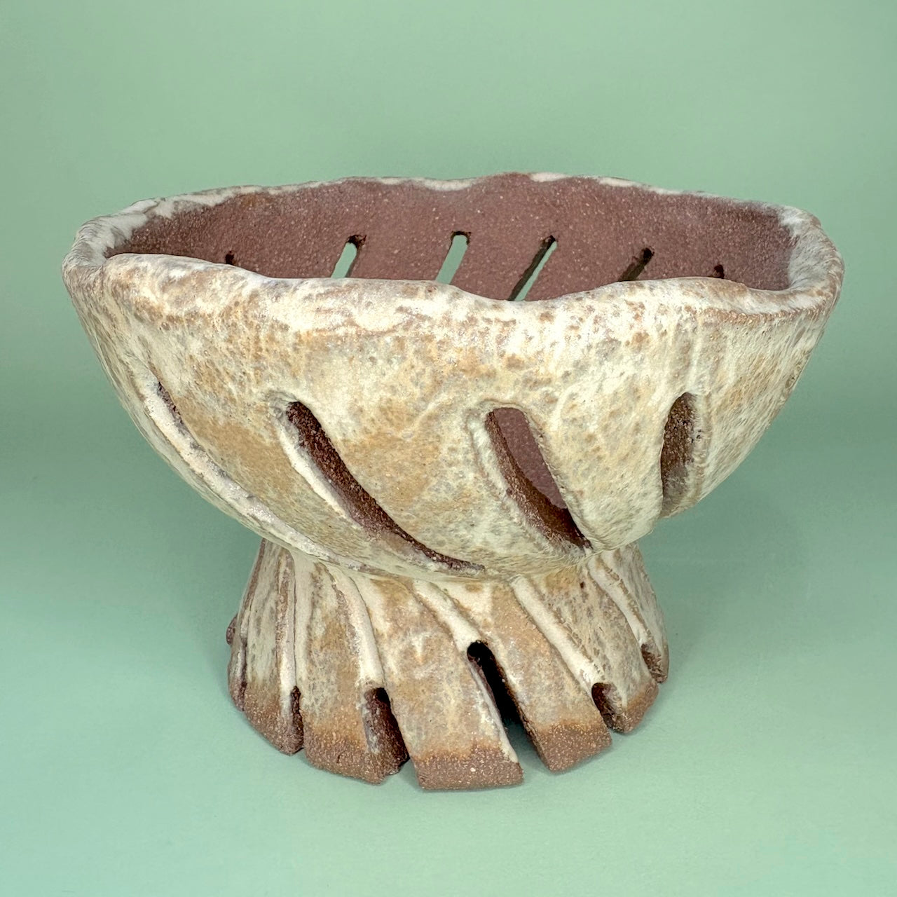 Ceramic carved pedestal orchid pot