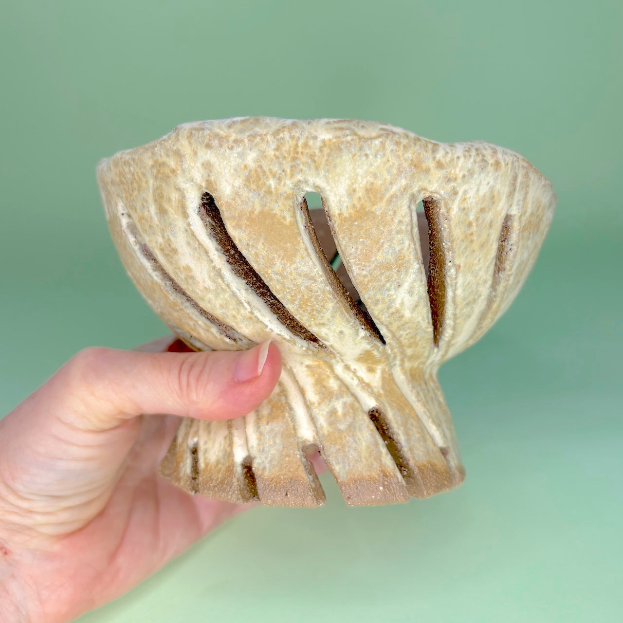 Ceramic carved pedestal orchid pot