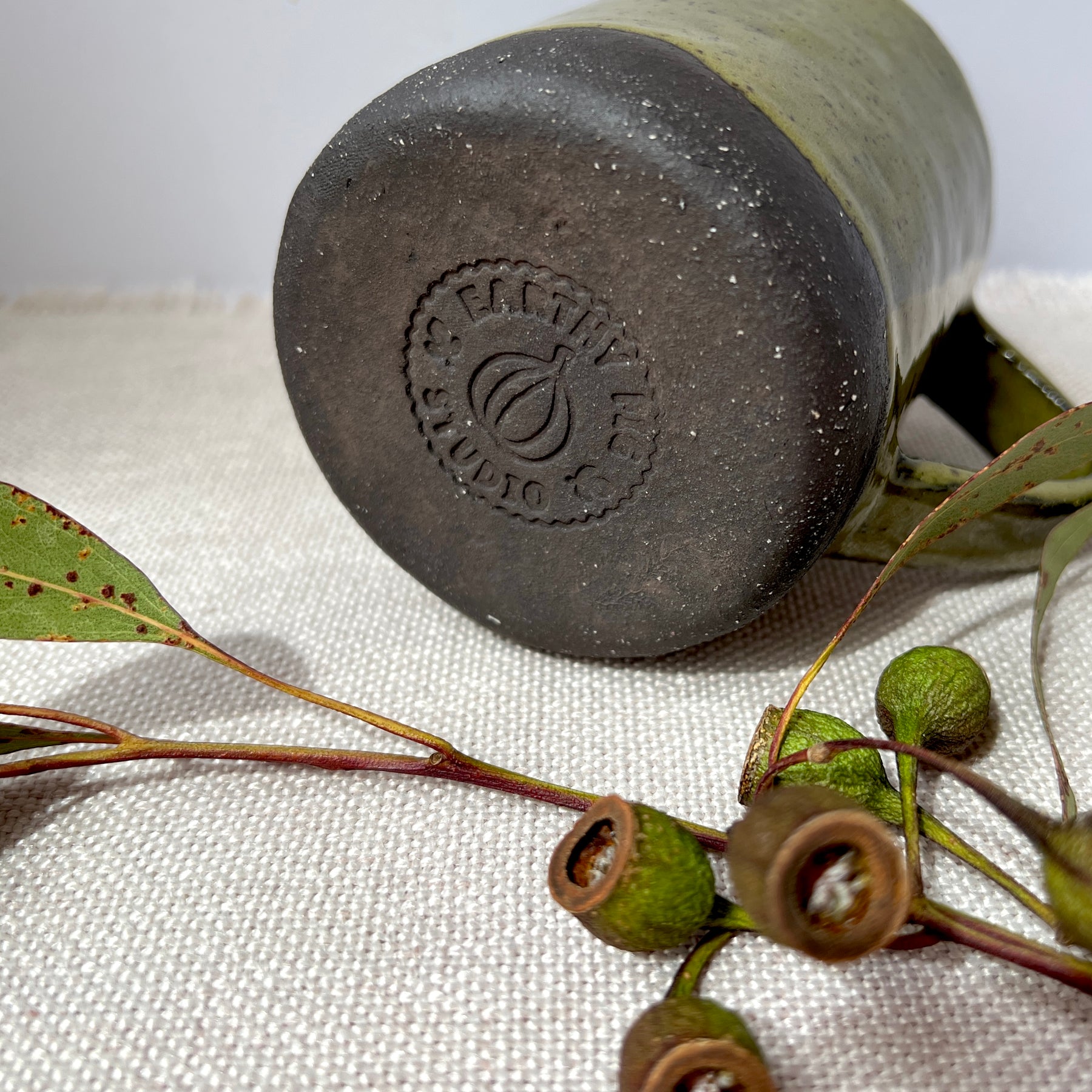Handmade Rustic Ceramic Mug – Matcha Green Collection, Stoneware Coffee Cup, Earthy Pottery