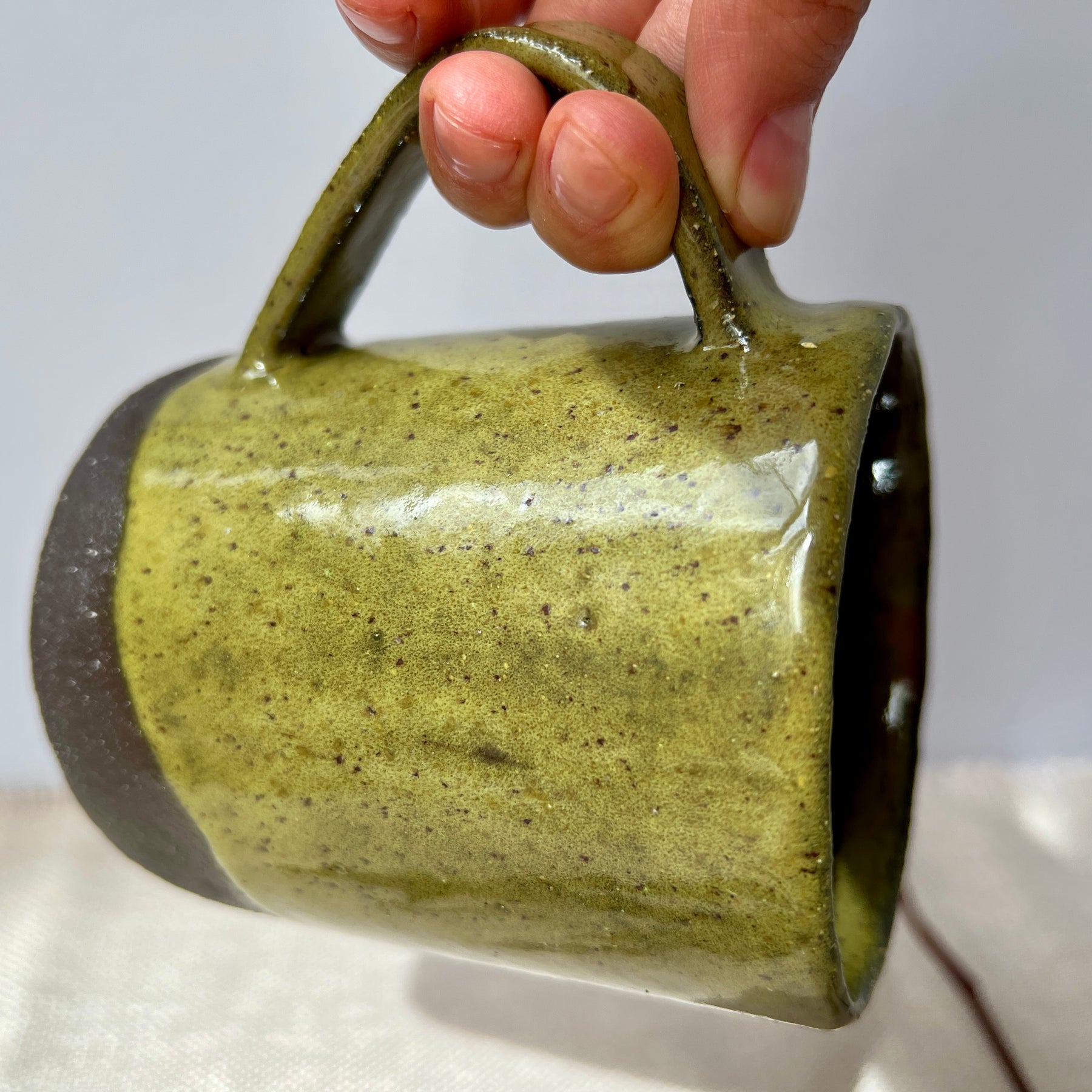 Handmade Rustic Ceramic Mug – Matcha Green Collection, Stoneware Coffee Cup, Earthy Pottery