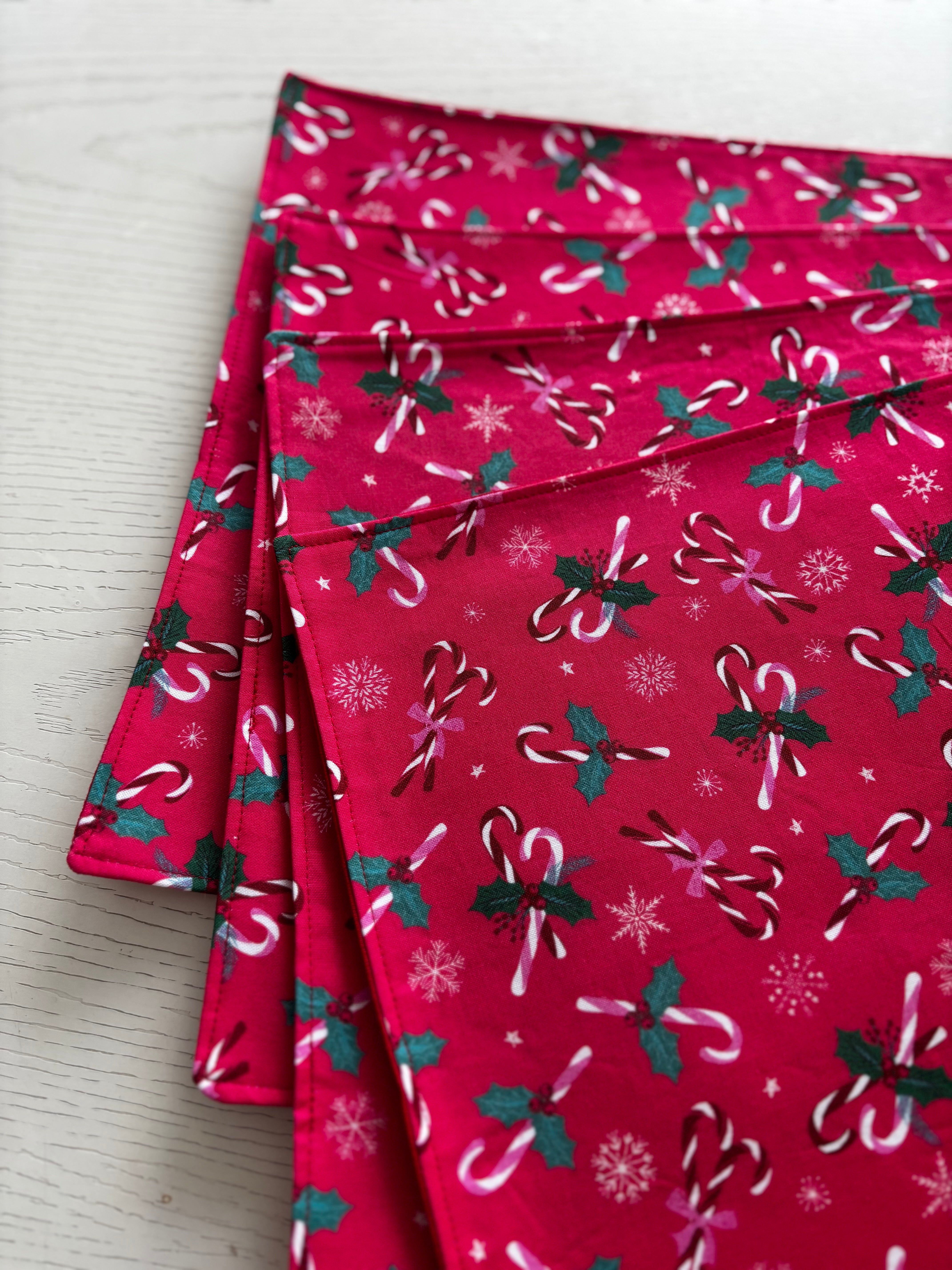 Christmas Candy Cane  Set 4 Placemats