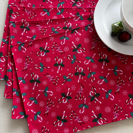Christmas Candy Cane  Set 4 Placemats