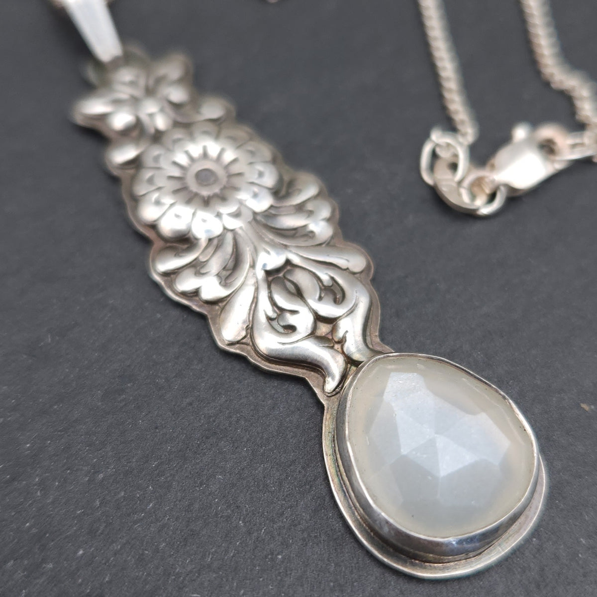 'Moon goddess' crown chakra silver pendant