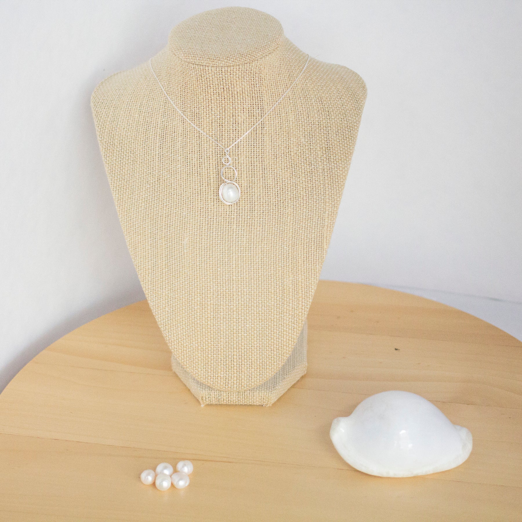 Sterling Silver Baroque Pearl Loop Pendant Necklace | Luxury Jewellery Gift Idea
