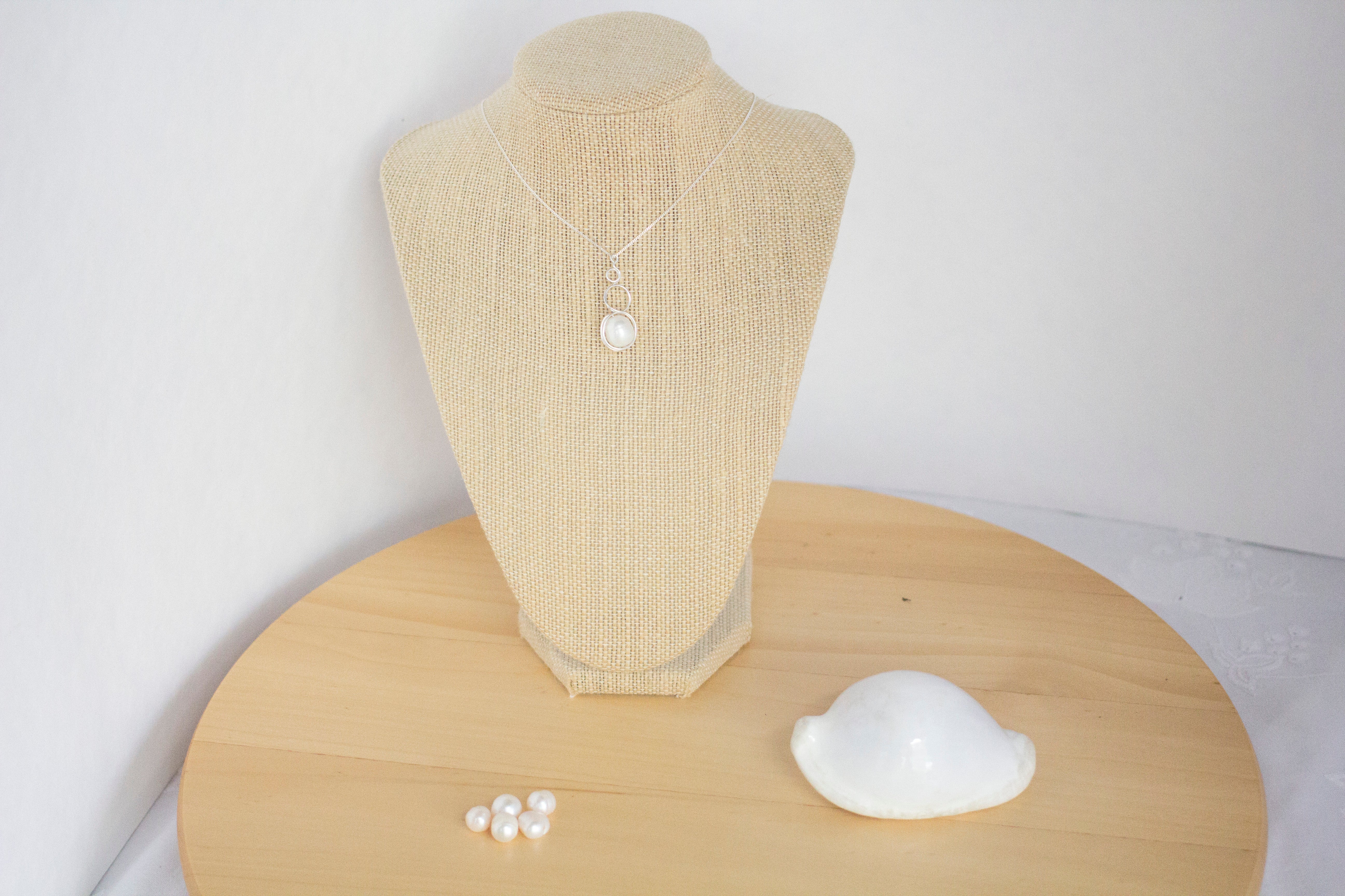 Sterling Silver Baroque Pearl Loop Pendant Necklace | Luxury Jewellery Gift Idea