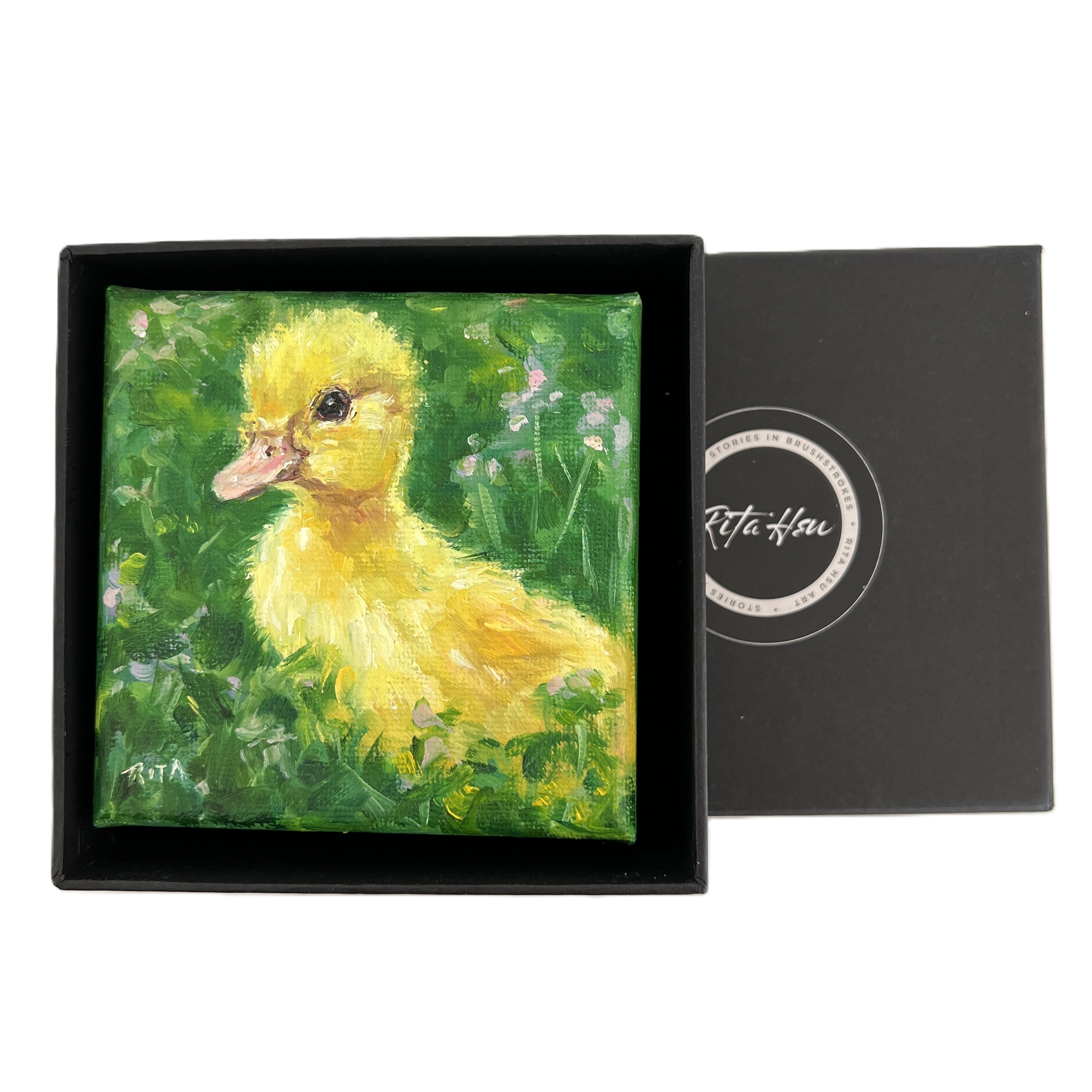 Yellow Duckling – Original Mini Oil Painting
