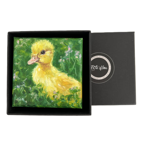 Yellow Duckling – Original Mini Oil Painting