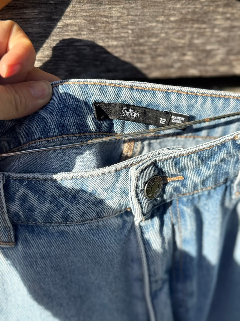 Pelican Hand-painted Denim Recycled Skirt (W12)