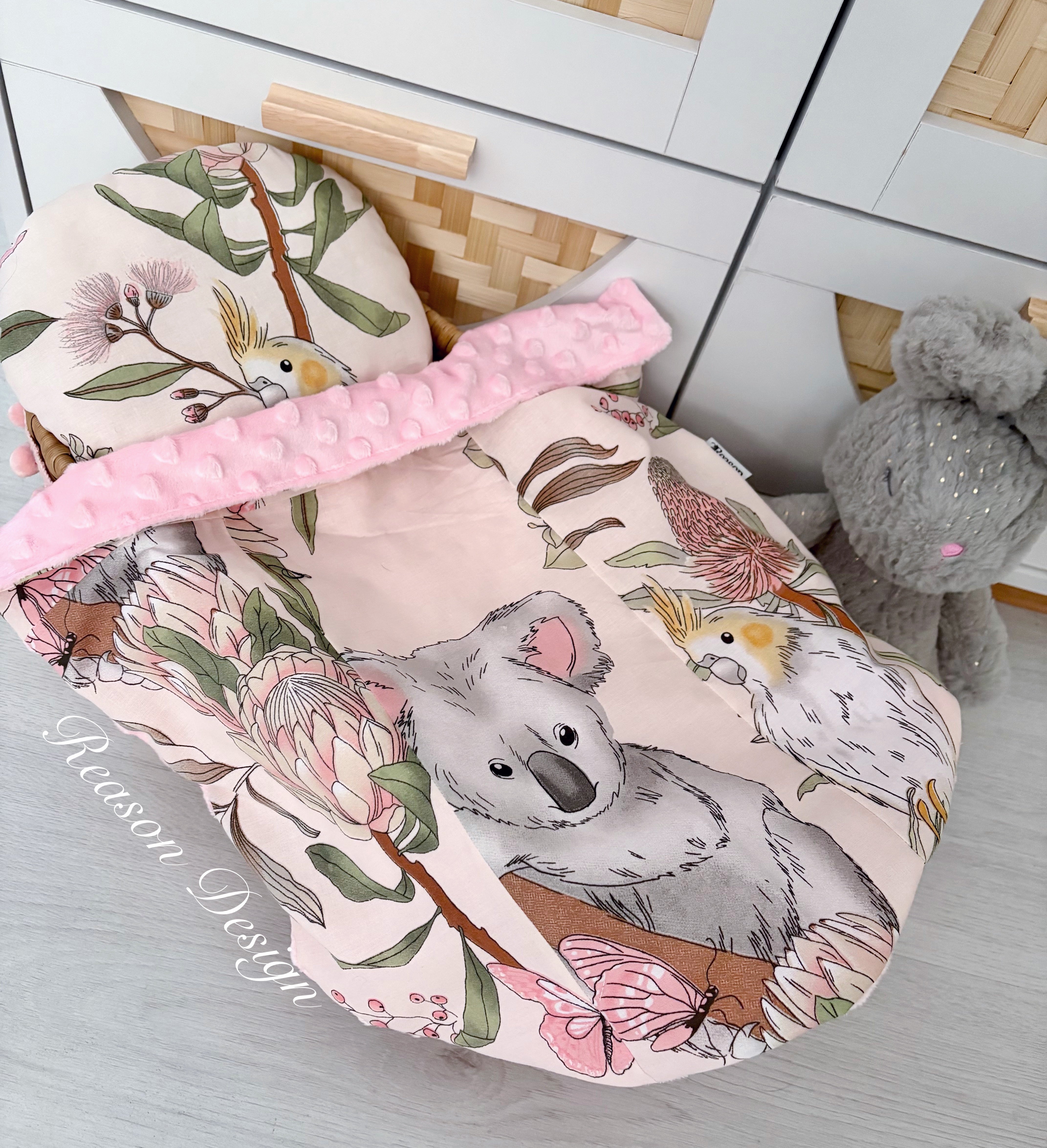 Handmade Doll Bedding Set – Fits Kmart & Target Doll Pram/Bassinet | Pillow & Minky Blanket | Toy Nursery Accessories