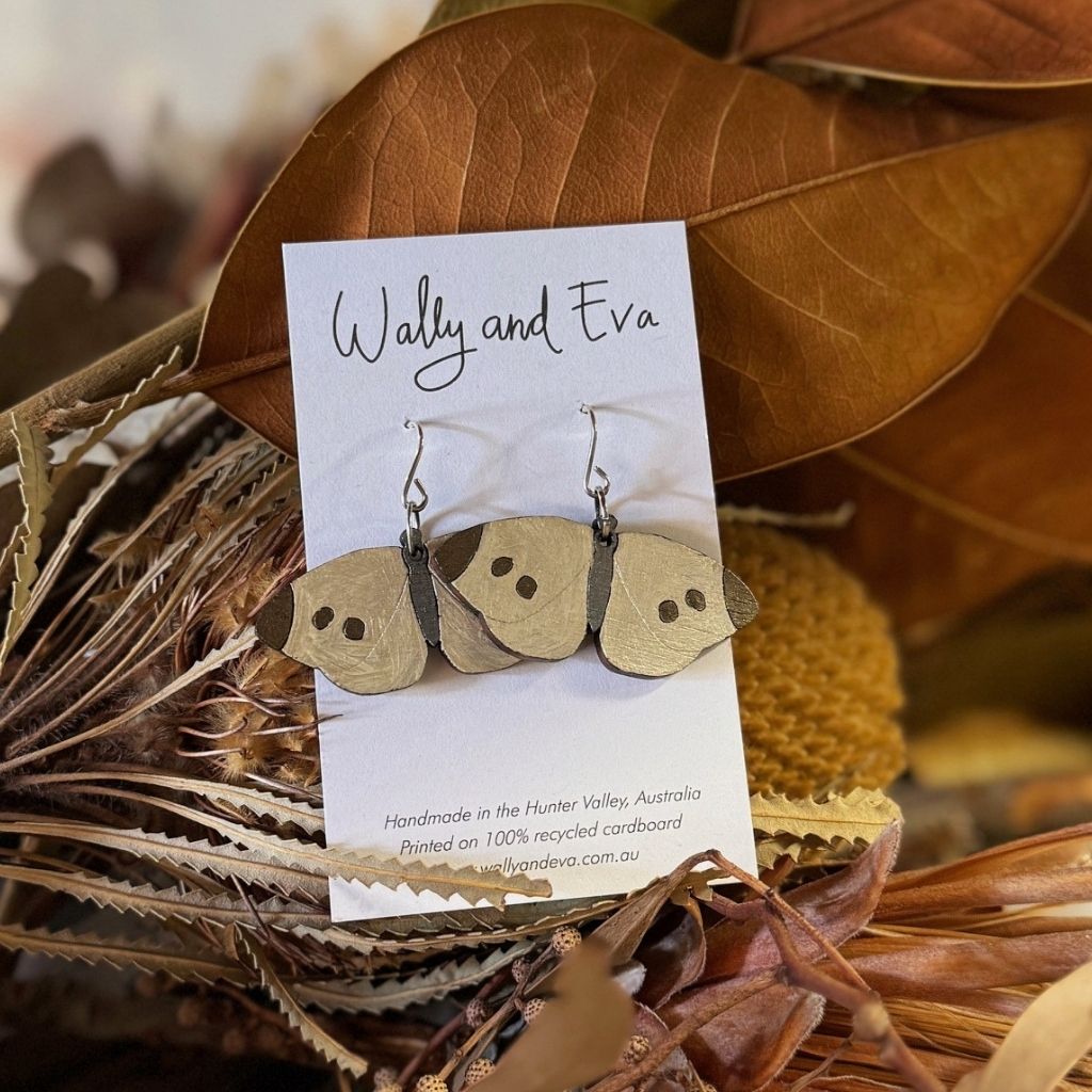Cabbage Butterfly Hand Painted Wood Earrings