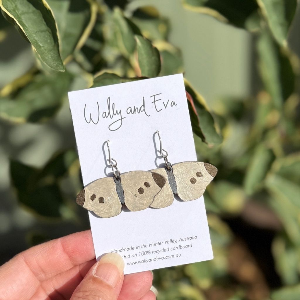 Cabbage Butterfly Hand Painted Wood Earrings