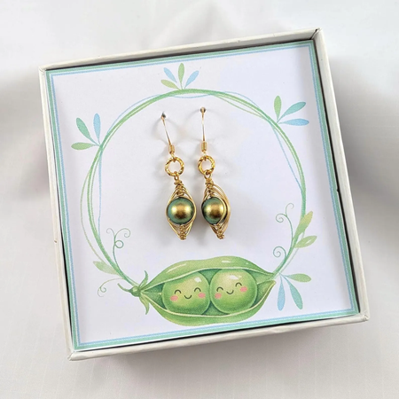 One Pea Earrings, Select Your Colour and Finish