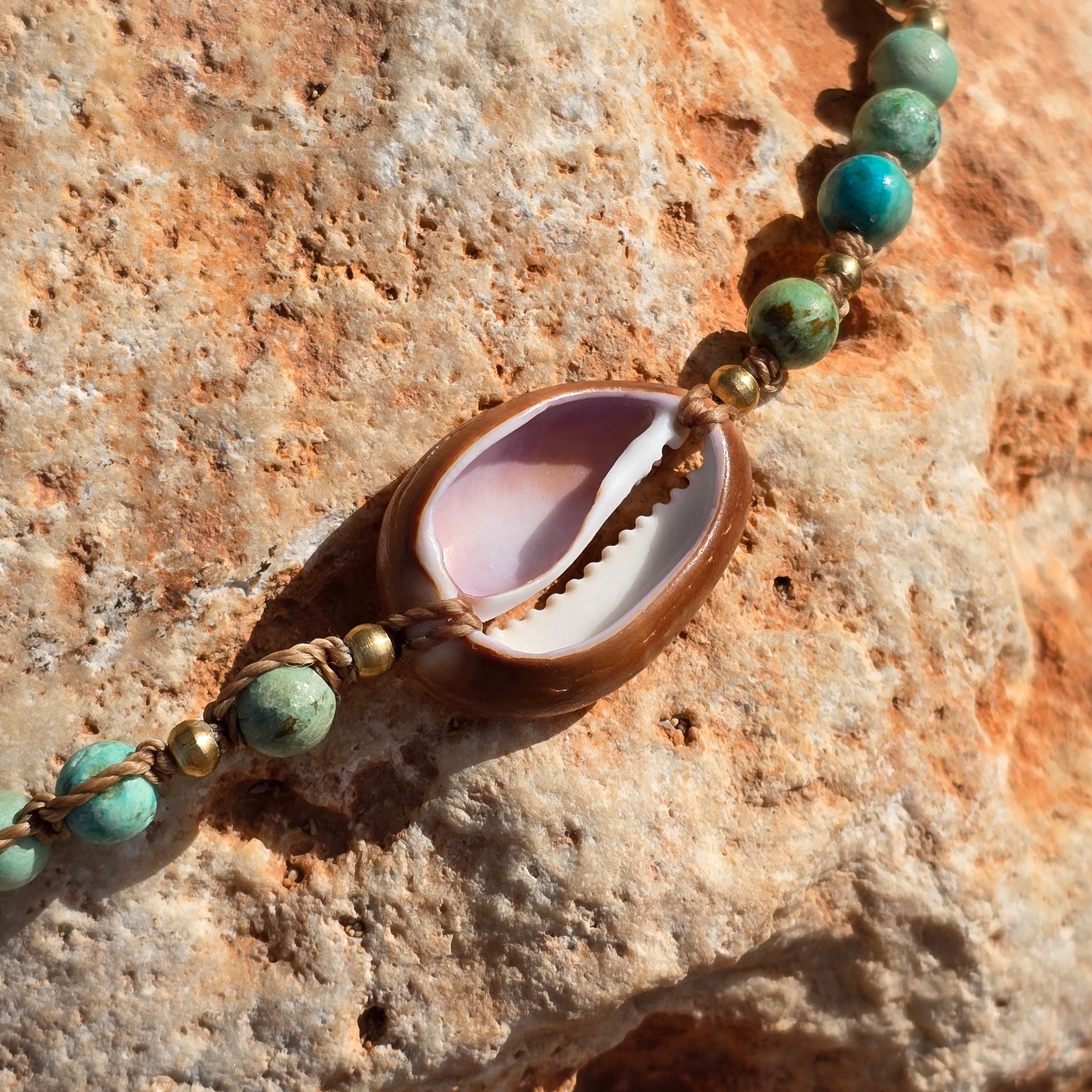 Cowrie Necklace with Peruvian Turquoise