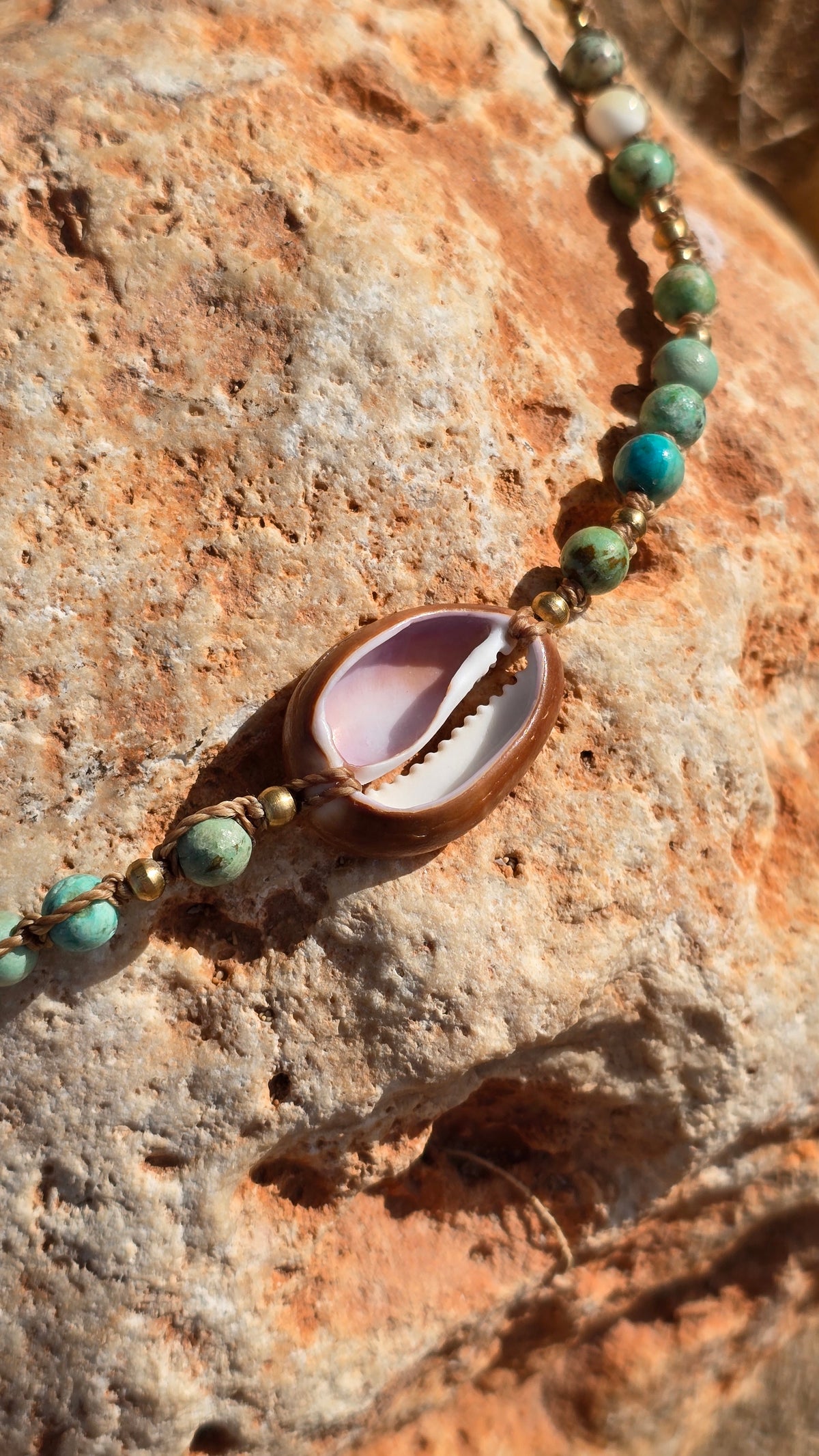 Cowrie Necklace with Peruvian Turquoise