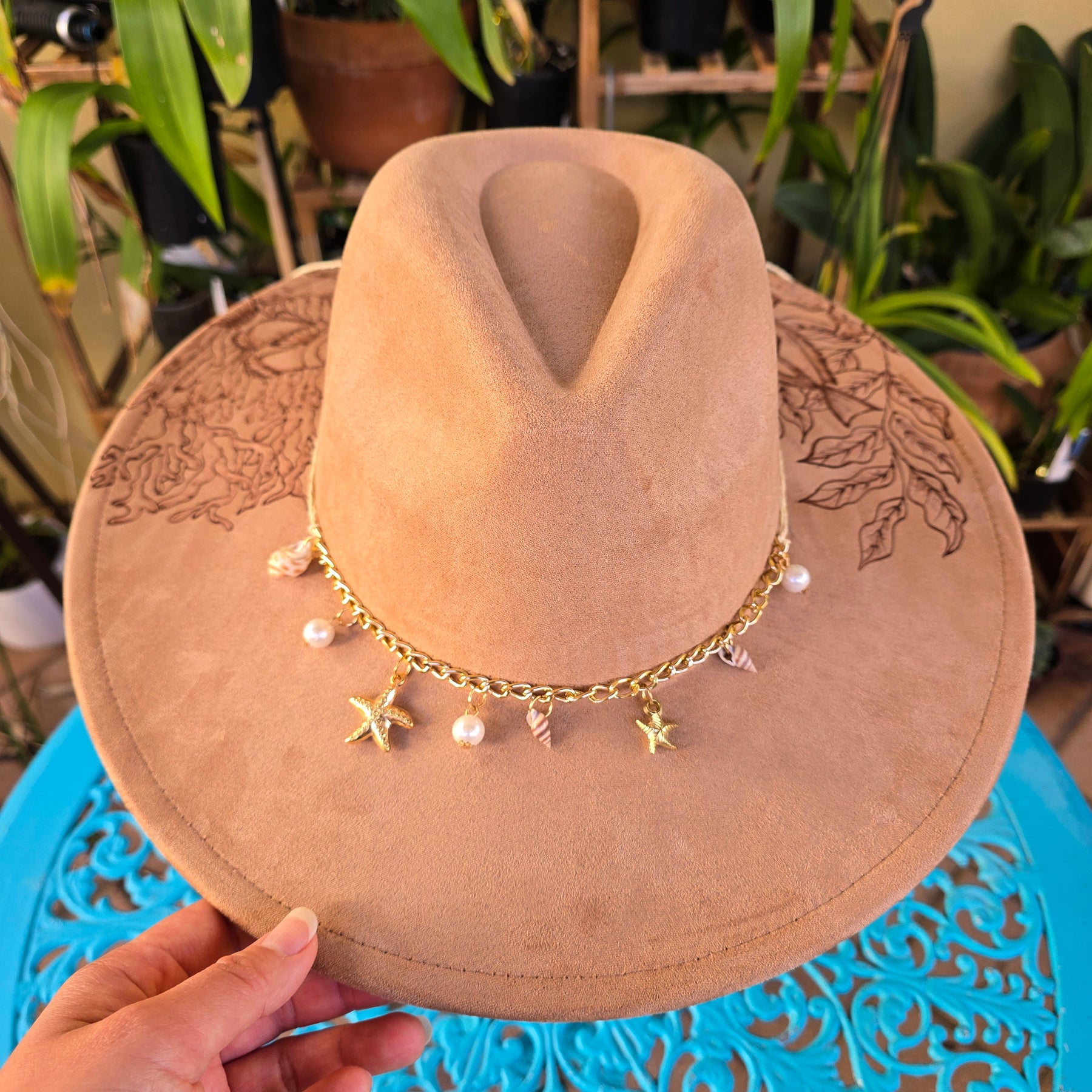 Hand Burng fedora hat : Secret garden of the sea