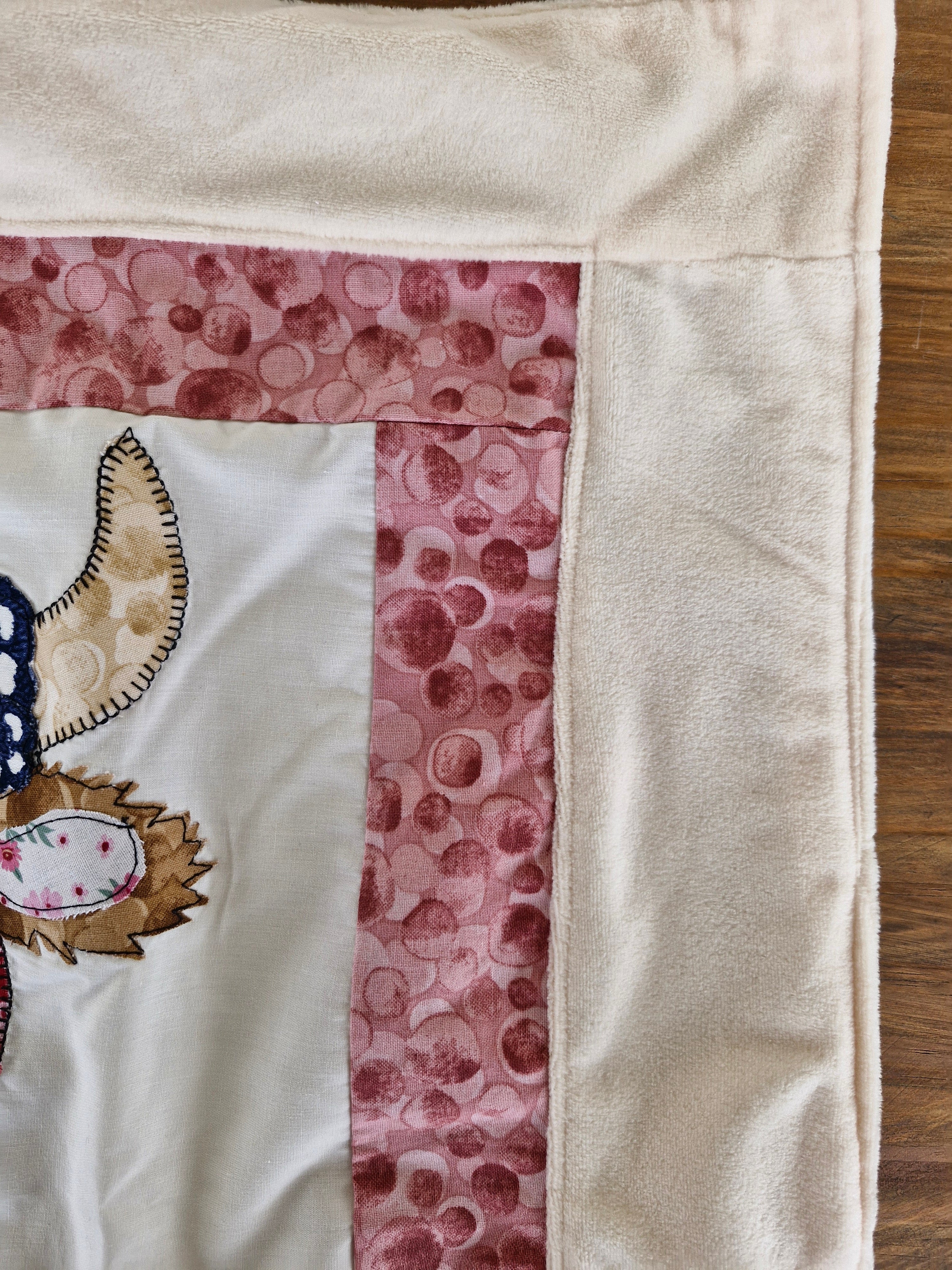 Pram size Highland Cow Patchwork front Baby Blanket