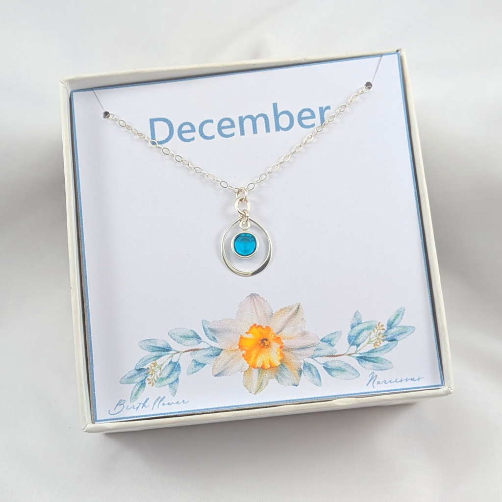 Sterling Silver Birthstone  Necklace Choose Your Birth Month