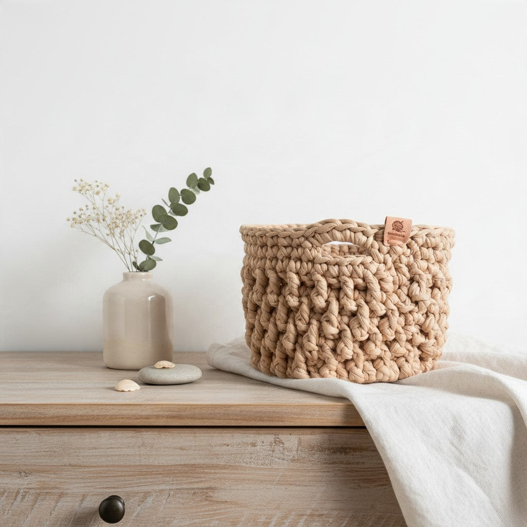 Crochet Storage Basket, Coastal Home Decor, Bathroom Storage, Nursery Organiser