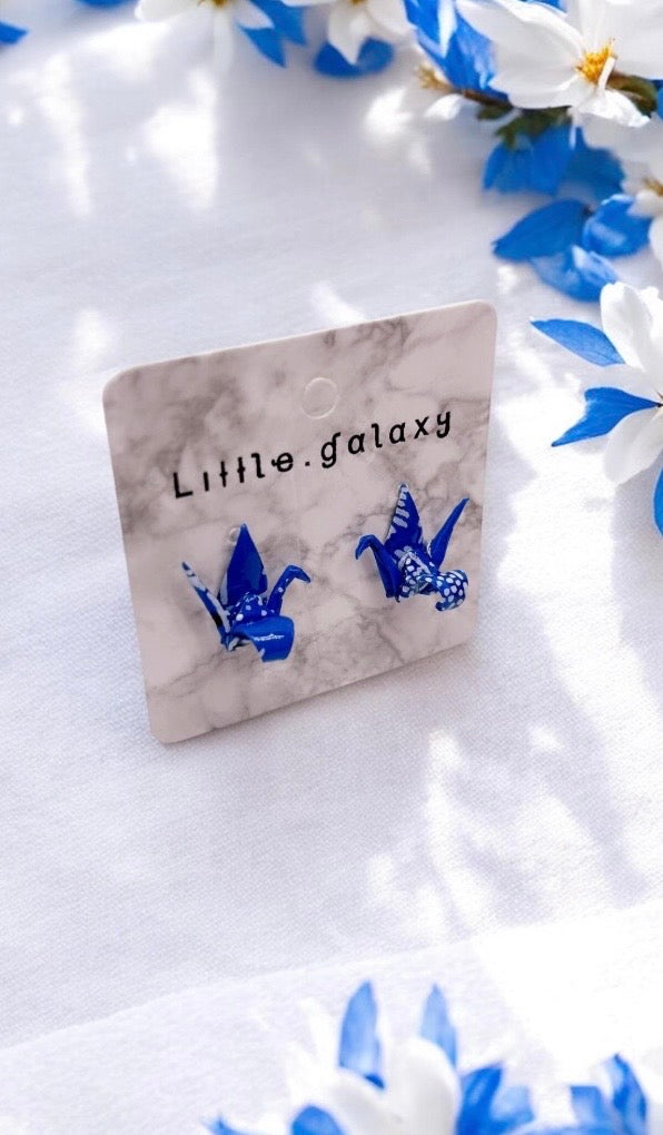 Handmade paper origami mini crane earrings stud