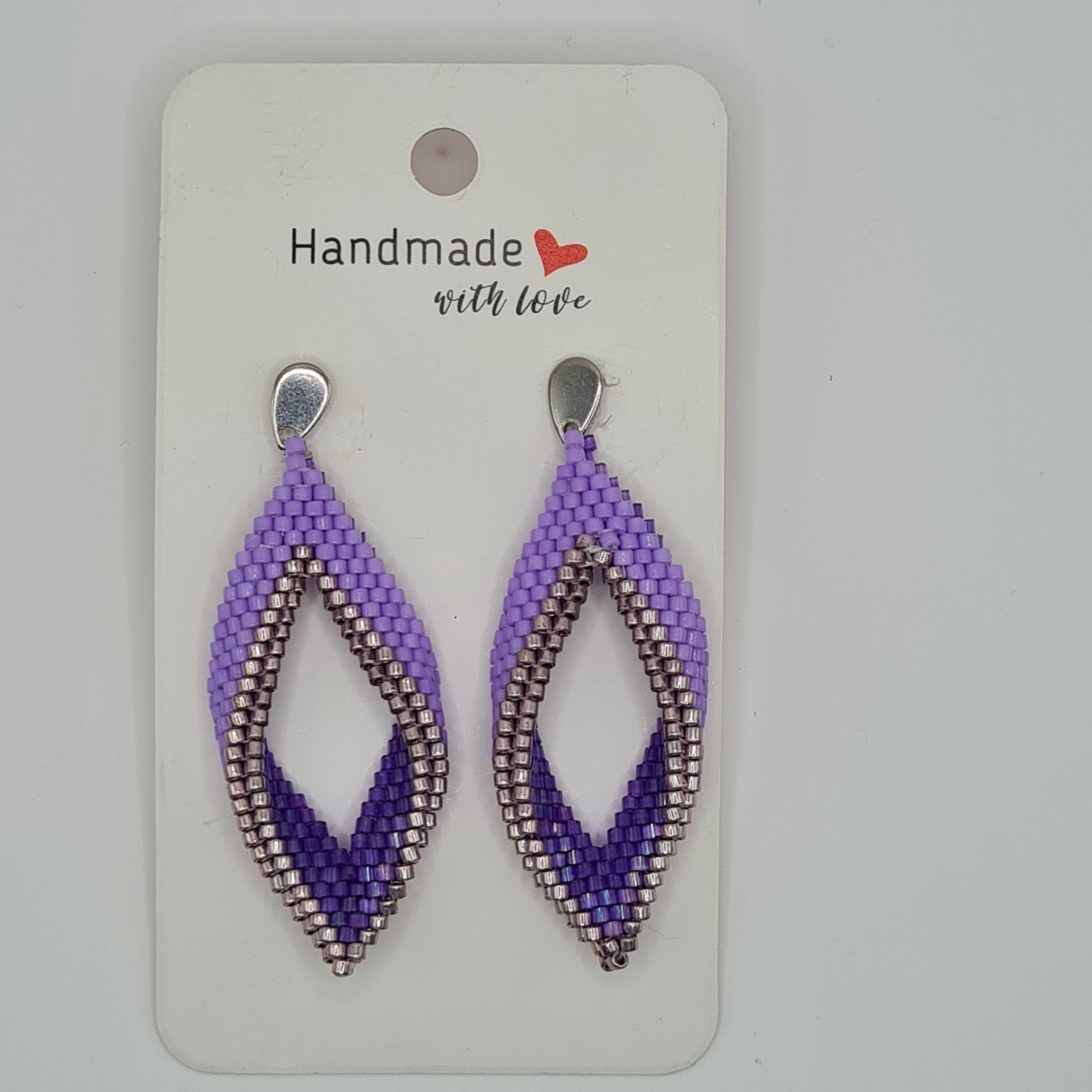 Lavender Twilight Beaded Leaf Earrings – Lilac & Lavender Delica Drops