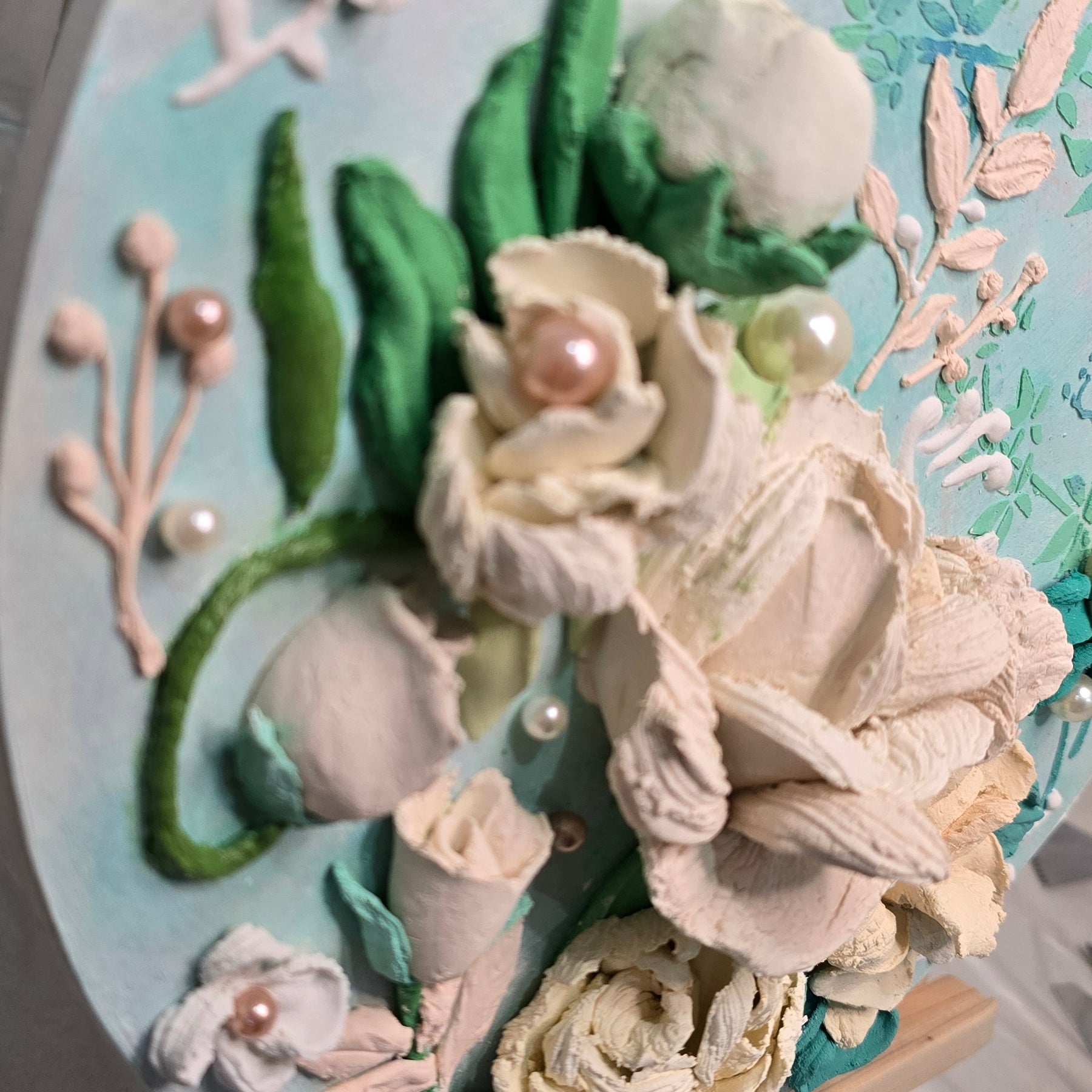 Handcrafted Original Floral Sculpture Painting "Peony Hues"
