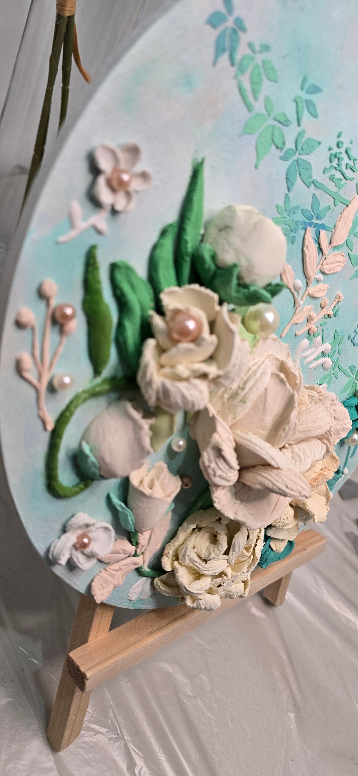 Handcrafted Original Floral Sculpture Painting "Peony Hues"