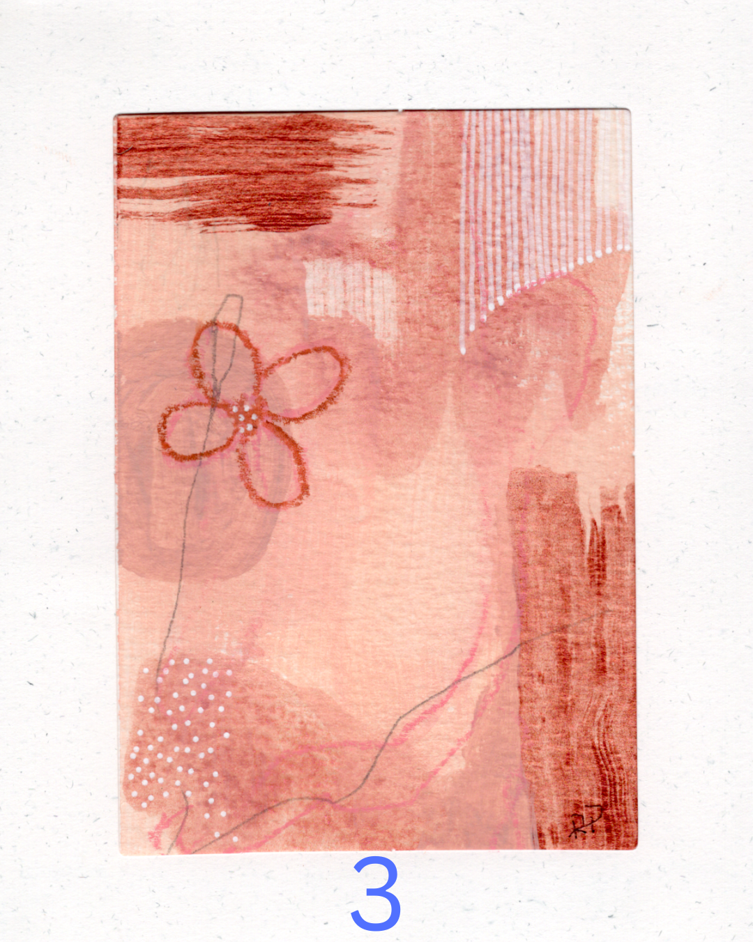 Original Mixed Media Greeting Card I Peach Abstract Collection