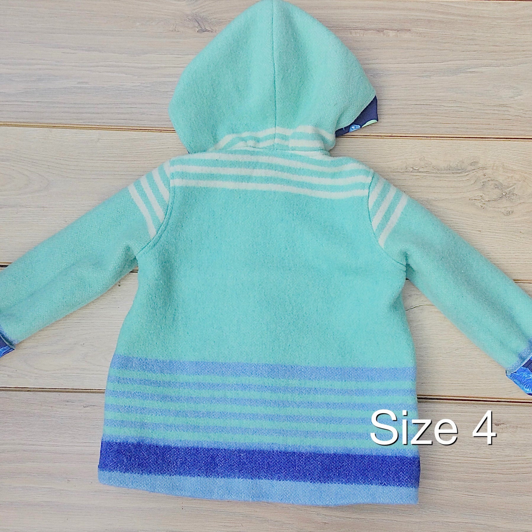 Dinosaur lined Upcycled Wool Blanket Duffle Coat