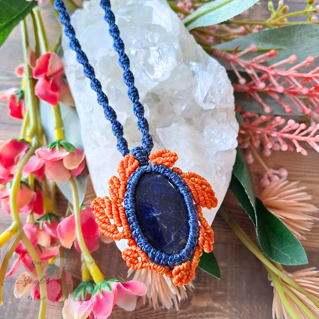 Sunset Sodalite Micro Macramé Necklace
