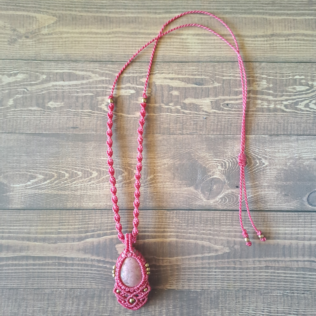 Rhodonite Micro Macramé Necklace