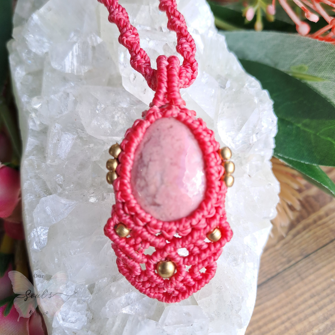 Rhodonite Micro Macramé Necklace