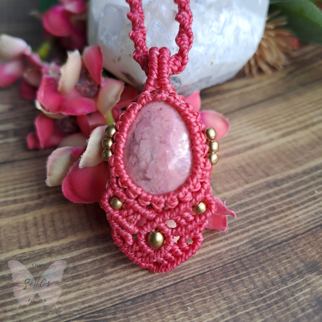 Rhodonite Micro Macramé Necklace