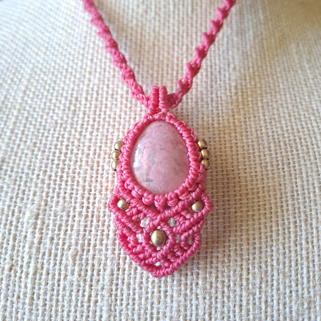 Rhodonite Micro Macramé Necklace