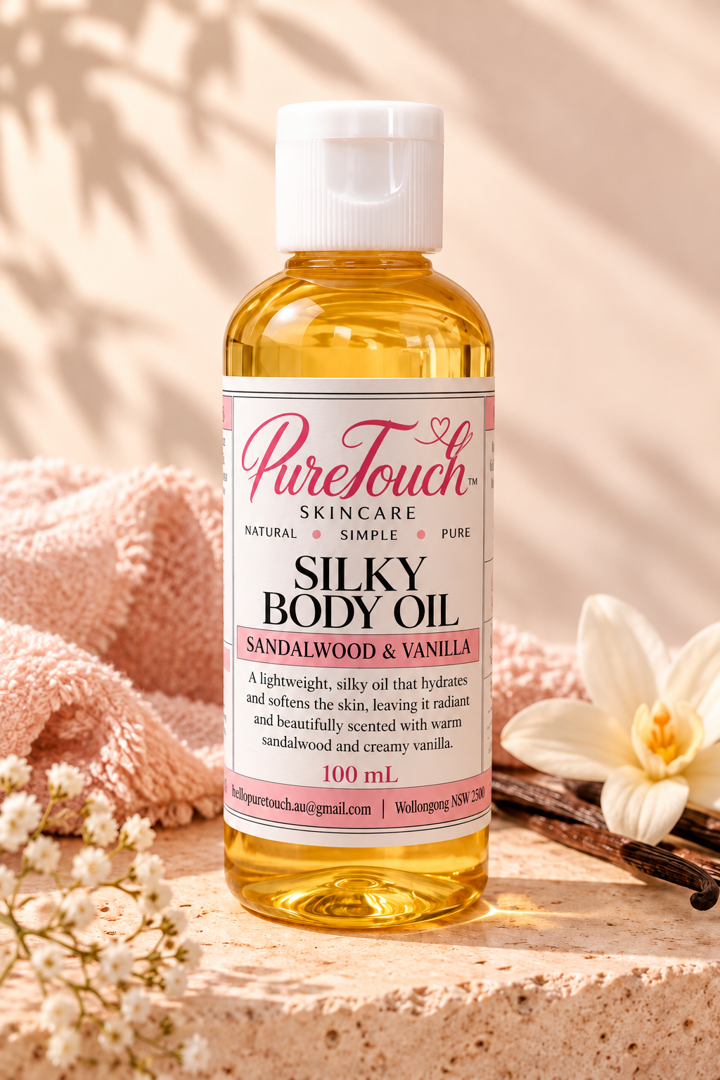 PureTouch Silky Body Oil Sandalwood & Vanilla | 100 mL