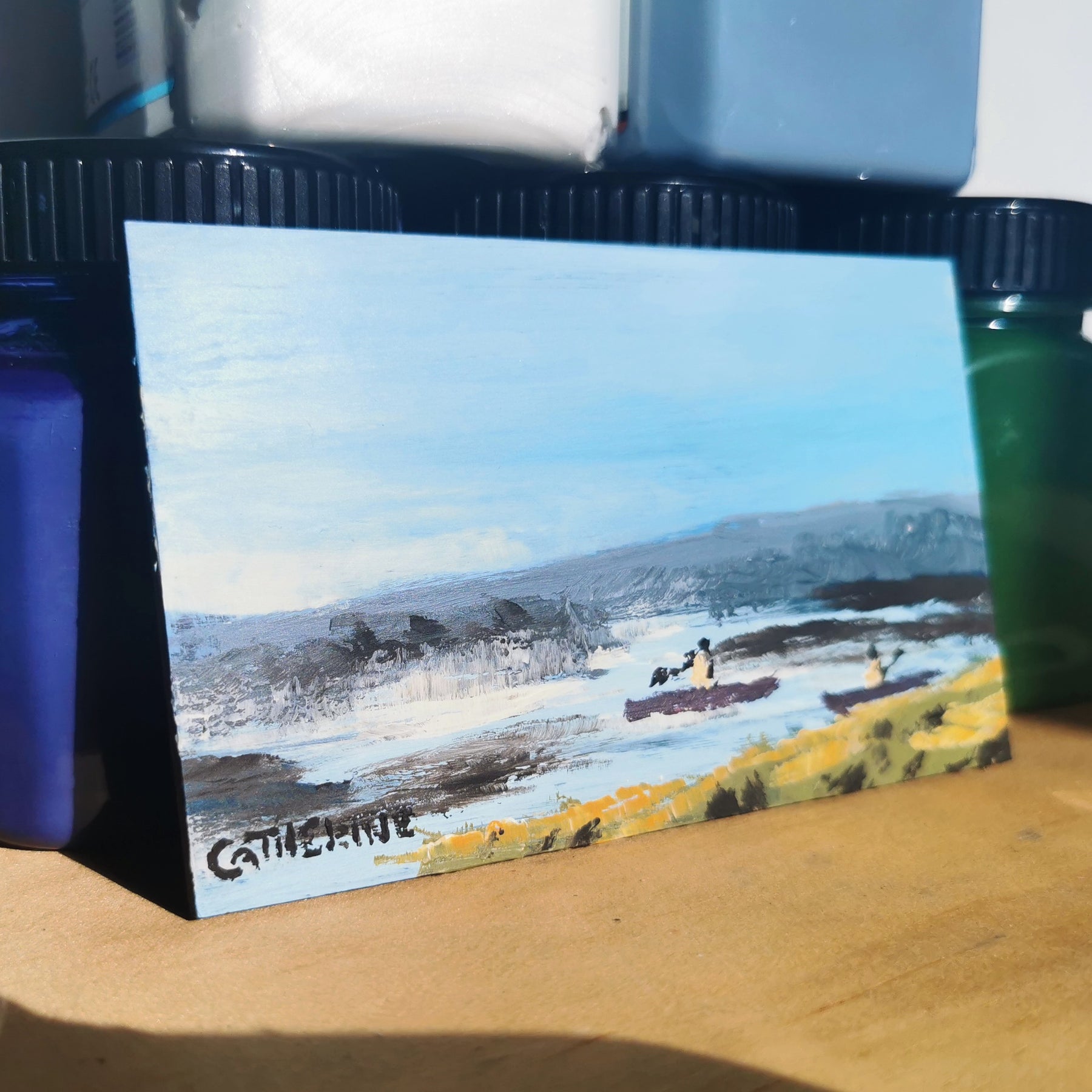 Original Art - Early Morning Paddle - Tiny Painting