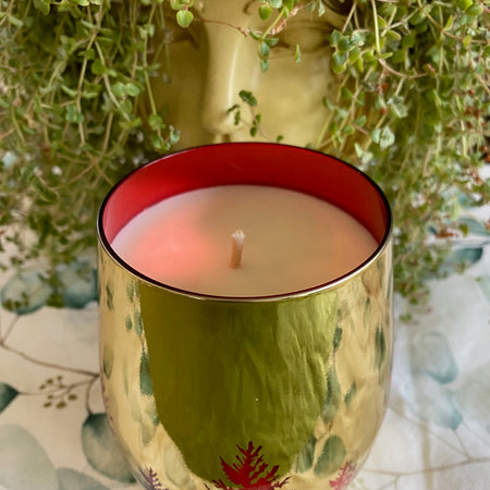 Red Gold Christmas Tree Candle with White Christmas Fragrance