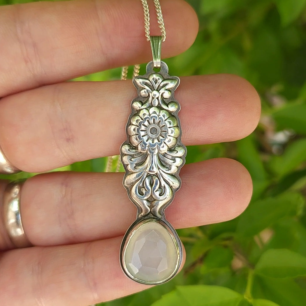 'Moon goddess' crown chakra silver pendant
